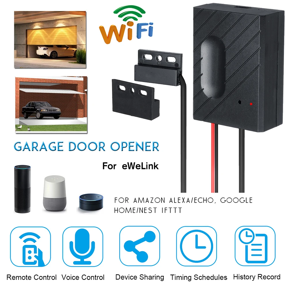 1/2/3Pcs WiFi Switch Ewelink Garage Door Controller for Car Garage Door Opener APP Voice Remote Control Timing for Alexa Google