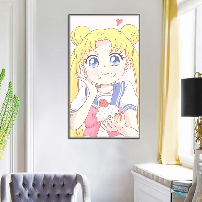 Anime Cartoon Figure Yellow-Haired Beautiful Girl Poster Home Decoration Painting Hd Print Picture Canvas for Living Room