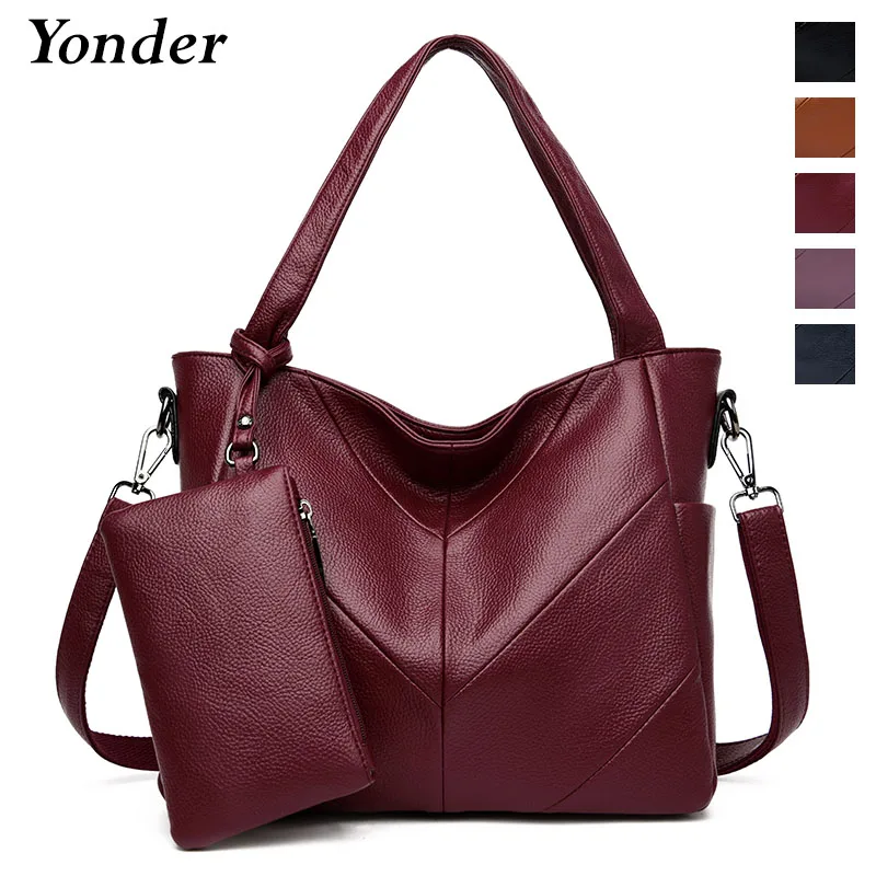 Yonder genuine leather bag for women tote fashion women handbag female large shoulder crossbody bags high quality solid handbag