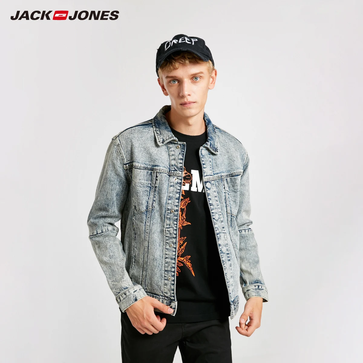 JackJones Мужчины снежинка мыть досуг ковбой джинсовое пальто | 218357509 - Цвет: DENIM BLUE