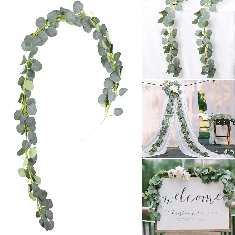 Artificial Eucalyptus Garland Willow Leaves Vine Wedding Greenery Home Wall Deco