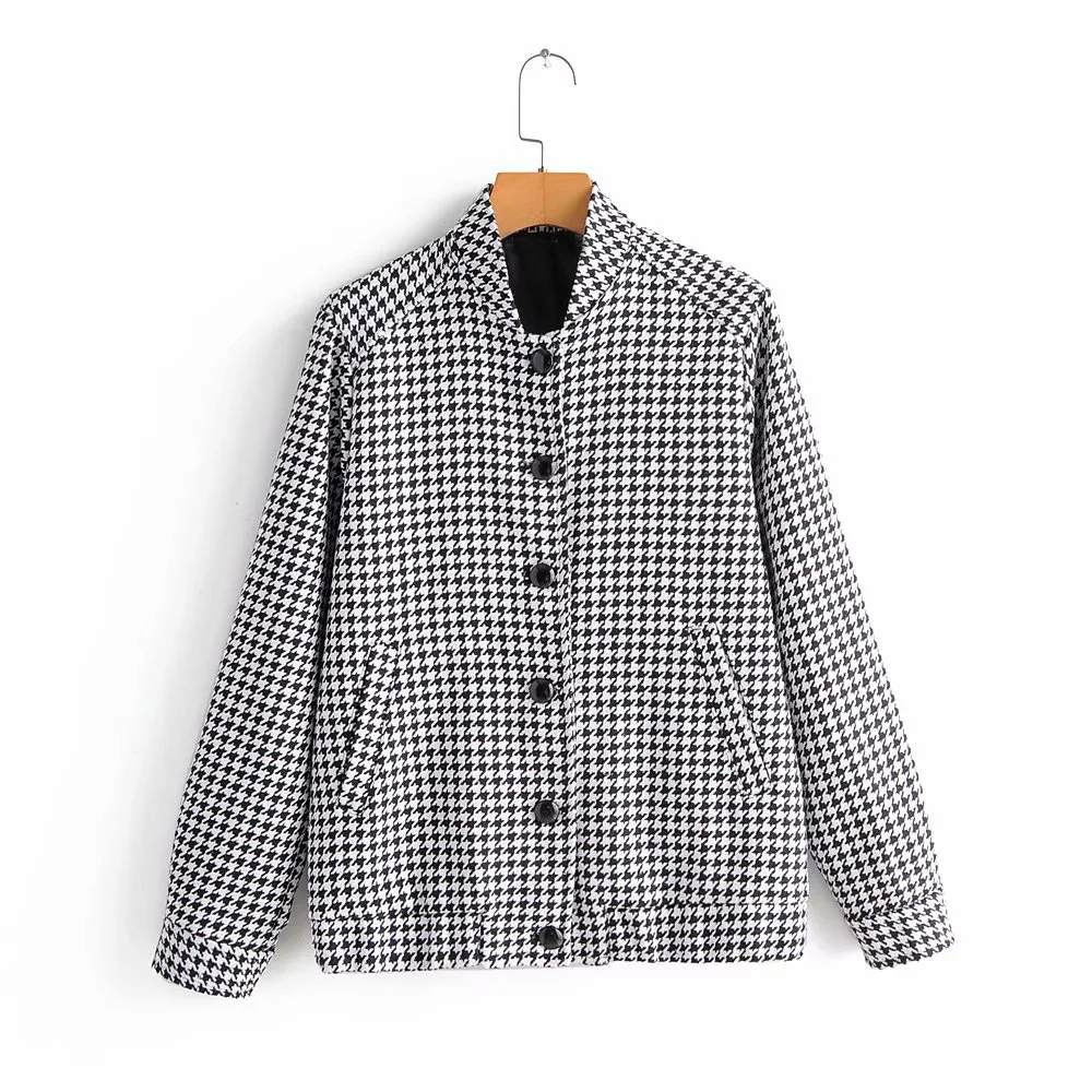 

F6700-Western Style WOMEN'S Dress 2019 Spring And Autumn New Style Stand Collar Thousands of Birds Jacket Women's