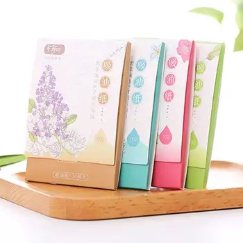 

100pcs Flower Absorbing Sheet Matcha Oily Face Blotting Matting Tissue Protable Absorbent Paper Oil Control Wipes