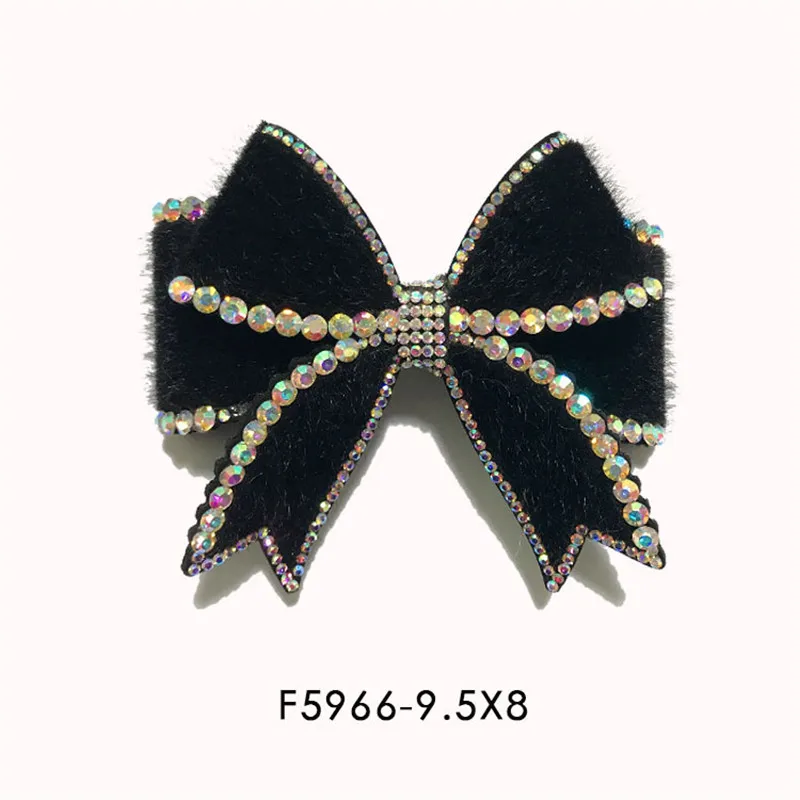 F5966-Black Замшевые Свадебные вечерние туфли со стразами и бантом; аксессуары; босоножки на высоком каблуке; обувь ручной работы; украшения для обуви с цветочным узором - Цвет: F5966-Black