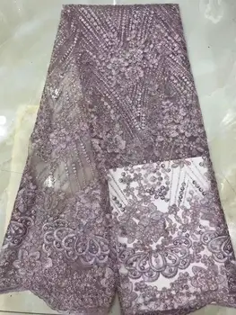 

French African Lace Fabric Guipure Sequined sequins Cotton Cord Tulle Nigerian Tissu Mesh India Lace For Wedding Dress FFD119