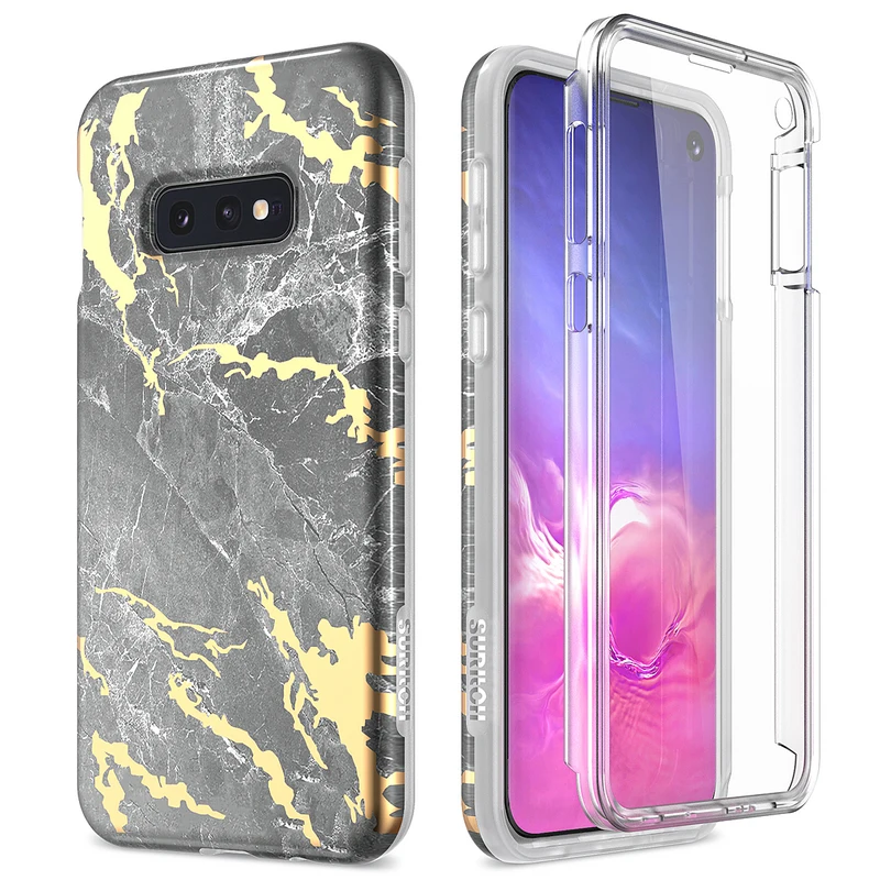 

2 in 1 Soft Marble Case for Samsung Galaxy S10e case Shockproof Bumper Cover with Built in Screen Protector for Samsung S10 plus