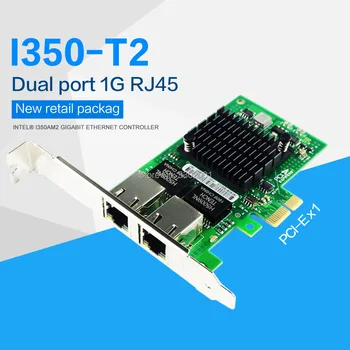 

Intel I350AM2 Chip PCI-E X1 RJ45 Desktop Dual Port Gigabit Ethernet Lan 10/100/1000Mbps Network Interface Card For I350-T2