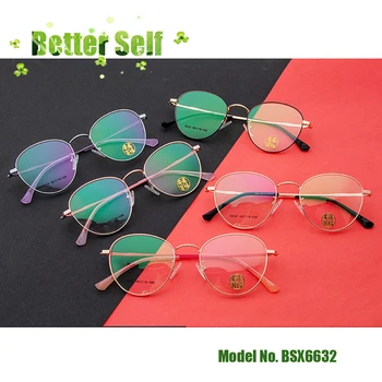 

Female Glasses BSX6632 Retro Round Eyeglasses Style Eyewear Metal Optical Frames Double Color Spectacles