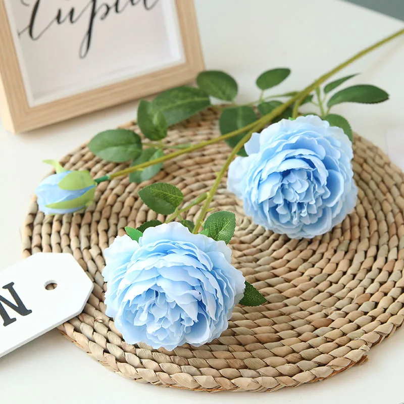 Clover light blue 1 шт., искусственные пионы, букет, свадебные цветы, вечерние, для офиса, дома - Цвет: Clover light blue