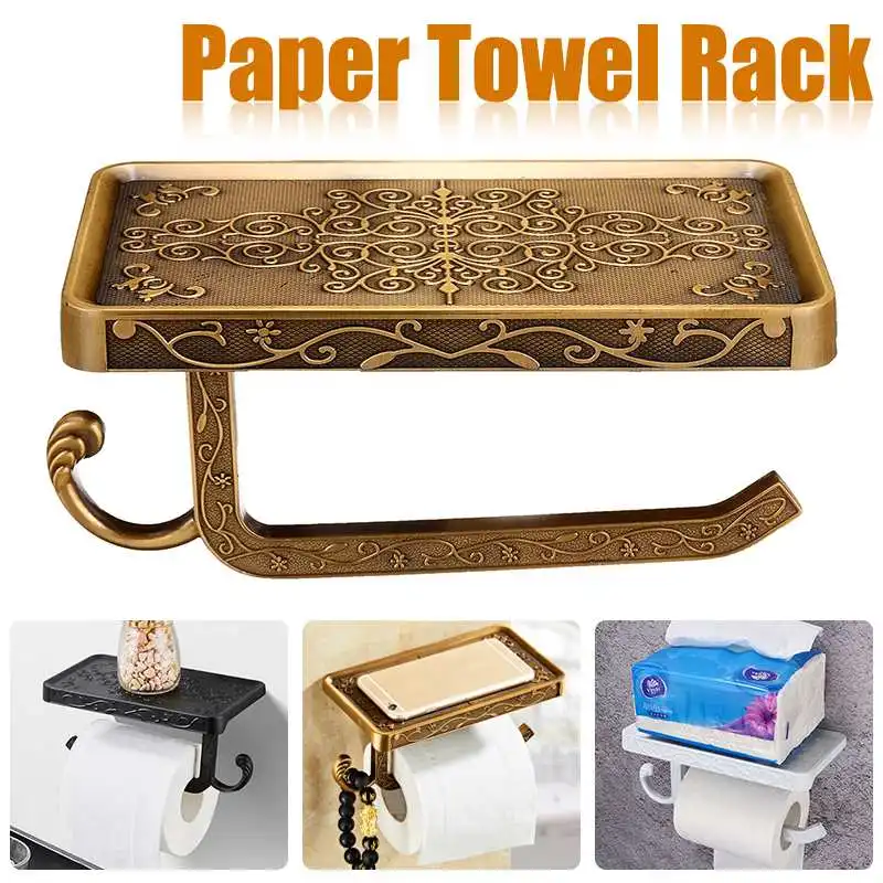 

Wall Mounted Bathroom Toilet Roll Paper Shelf Holder Racks Toilet Roll Stand Phone