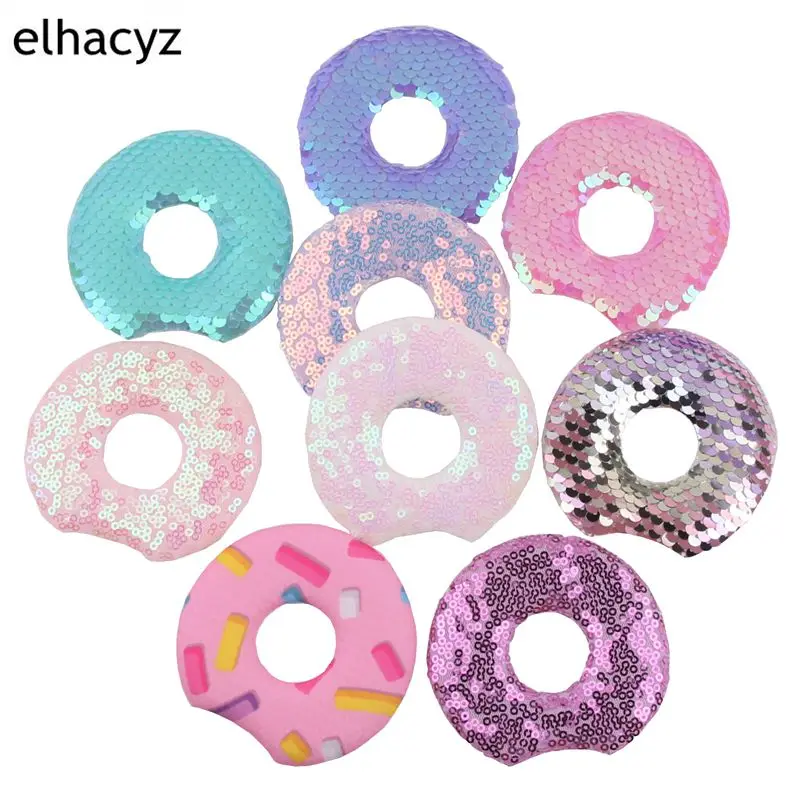 10pairs/lot Wholesale 3.3'' Single Sided Glitter Sequin Donuts Mouse Ears Girls Kids Head Wear Chic DIY Crafts Hair Accessories latest disney luxury mikey mouse ears hair band princess crown plush big sequin ears costume headband cosplay plush adult kids