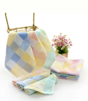 

3Pcs Color lattice pure cotton square gauze small towel double-layer infant child saliva towel newborn towel handkerchief