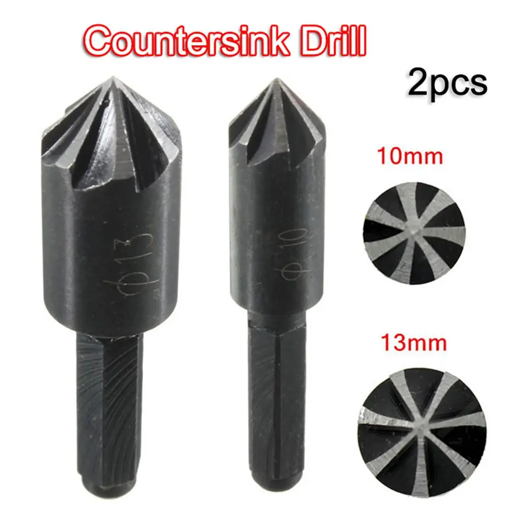 

2 Pcs 7 Flute Countersink Drill Bit Black 1/4 Hex Shank Countersink Boring Set For Woodworking Metal Quick Change Drill Bit Tool