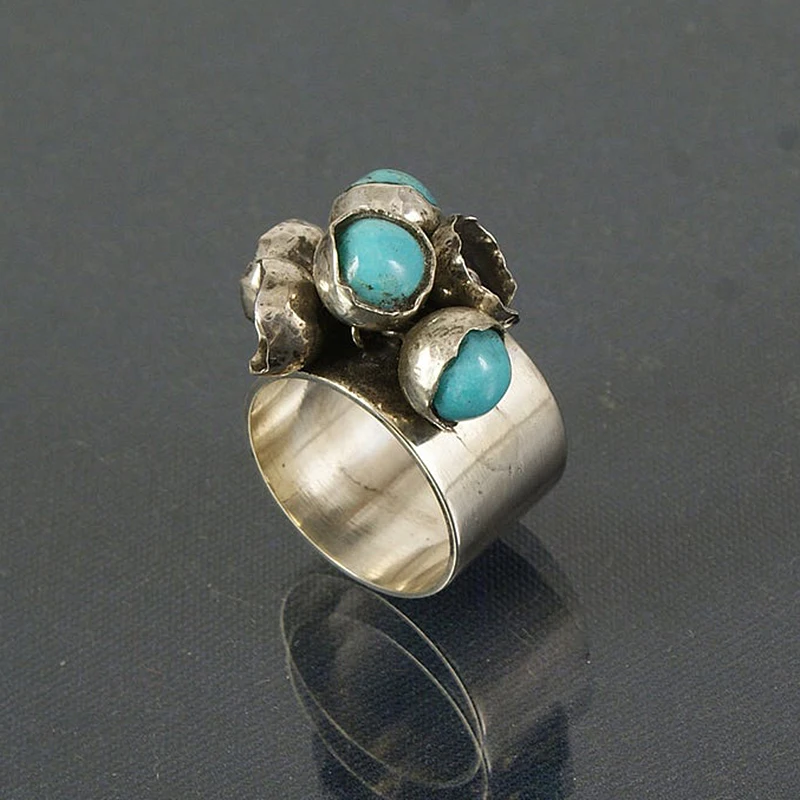 Винтажное кольцо-бутон для женщин, элегантное бирюзовое серебряное кольцо с розовым гранатом лотоса, обручальное цветочное кольцо, ювелирное изделие O5M400