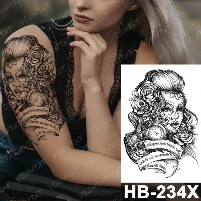 Waterproof Temporary Tattoo Sticker Dark Old School Moth Butterfly Flash Tattoos Snake Rose Body Art Arm Fake Tatoo Women Men 41-HB234X