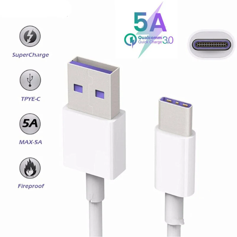 Быстрое зарядное устройство QC 3 0 USB для телефона автомобильное 5 А с кабелем типа C