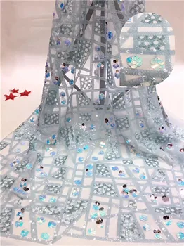 

Most popular evening party mesh material with sequins French net lace fabric for lady dress PDN521(5yards/lot)
