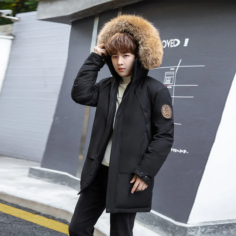 2022 New Winter Embroidery Thicken Long 90% Men's Down Jacket  Hooded Warm Parka Winter Male Jacket Real Fur Collar Winter Coat