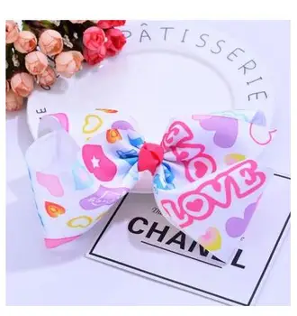 

HOT 8inch Hair Bows Hair Clips for Girls Kids Hairgrips print Grosgrain Ribbon bowknot Hair Accessories