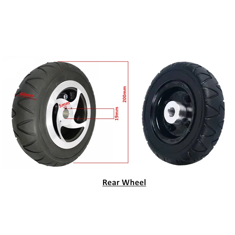 JayCreer 8 Inches 200X60mm Mobility Scooter Wheel Assy For Electric Mobility Scooter