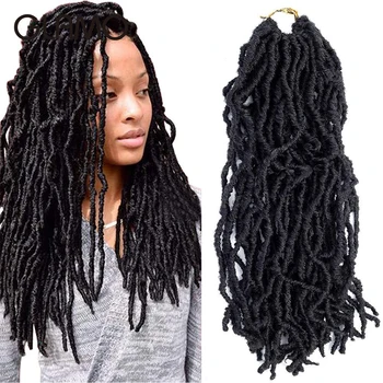 

Glamo beauty Goddess Faux Locs Curly Crochet Braids Hair 18Roots 18Inch Ombre Synthetic Dreadlocks Hair Extensions For Women