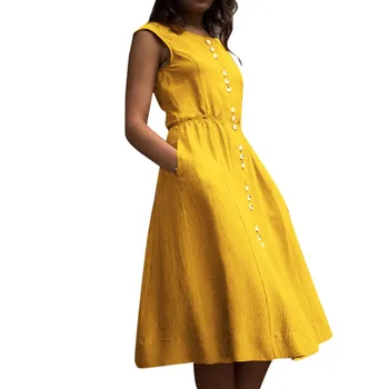 

Party Boho Sundress Women Summer Dress 2020 Casual Backless Midi Dress Button Polka Dot Striped Floral Beach Dress Female #DZ