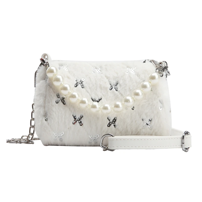

2019 New Women Winter Faux Fur Shoulder Bag Handbag lady print Handbag Female Party Small Girls Tote Bag Christmas Gift