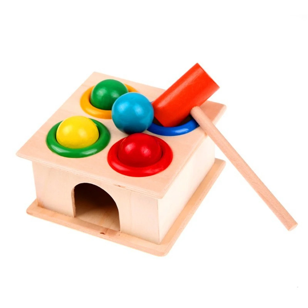 Деревянные совпадающие по цвету складные ручные молотки мяч коробка игрушка родитель-ребенок интерактивные игрушки Раннее обучение Развивающие детские игрушки - Цвет: 1 sets Hitting table