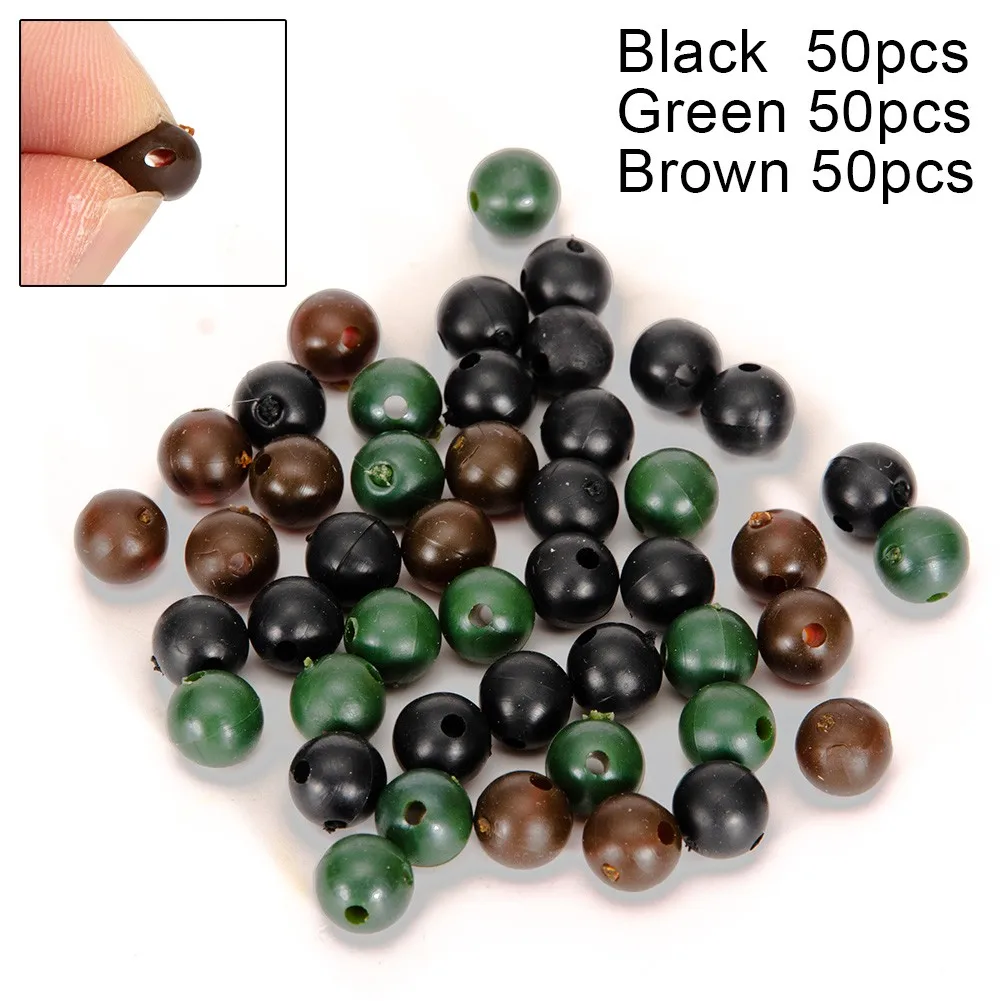 50pcs 8mm Carp Fishing Soft Rubber Beads Tackle Accessories Brown Green Black IJ