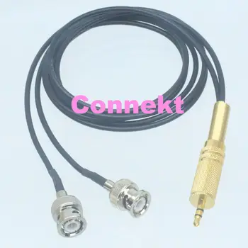 

1pce 3.5mm stereo 1/8" TRS plug to L+R dual BNC male Plug Camera Monitor RG174 Cable 6inch~10FT