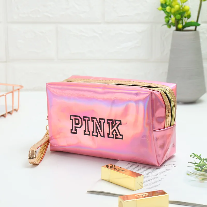 Pink Женская модная косметичка, розовая Лазерная косметичка на молнии, косметичка, органайзер, чехол для хранения, косметичка, косметичка - Цвет: Pink