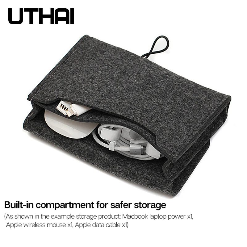 Bolsa Portátil do Armazenamento do Hdd para o Carregador do Macbook Rato Banco Móvel do Poder Fone de Ouvido Acessórios Digitais Uthai-t29