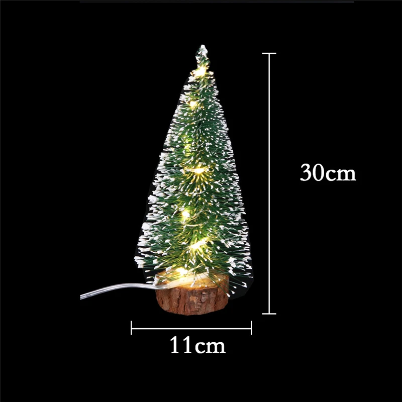 1 шт. Рождественская елка маленькая сосна помещается на рабочий стол мини Рождественское украшение для дома Рождество 5 размер - Цвет: With Warm light