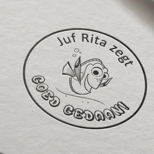 1984-The Fish Goed gedaan! Персонализированные пользовательские штамп с именем большая работа персонализированная печать учителя голландский