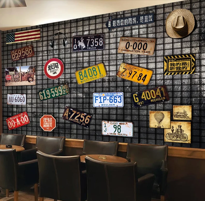 

Милфи под заказ Ретро Ностальгический Металл промышленный ветер цемент стена колючая проволока номерной знак фон обои роспись