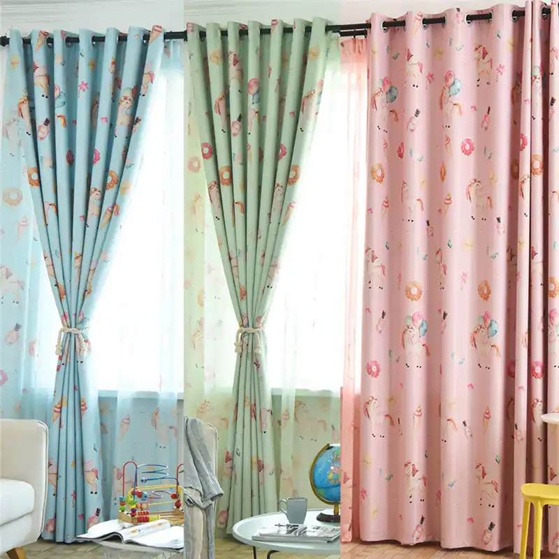Unicorn Printed Blackout Curtains For Kids Bedroom Jinya Home Decor Cartoon Nursery Window Curtain Panels Living Room Kitchen Aliexpress