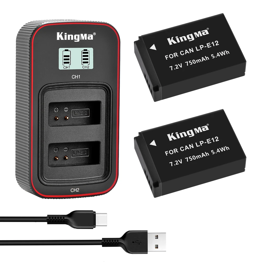 

KingMa LP-E12 Li-ion Battery USB LCD Dual Charger For Canon EOS 100D M2 M M50 Mark II M50 M200 M100 M10 Camera LP E12 Battery