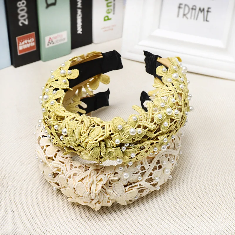 Korean Boutique Hairband Elegant Openwork Flower Pearl Headband Women Girls Hair Head Hoop Bands Accessories Scrunchy Hairbands