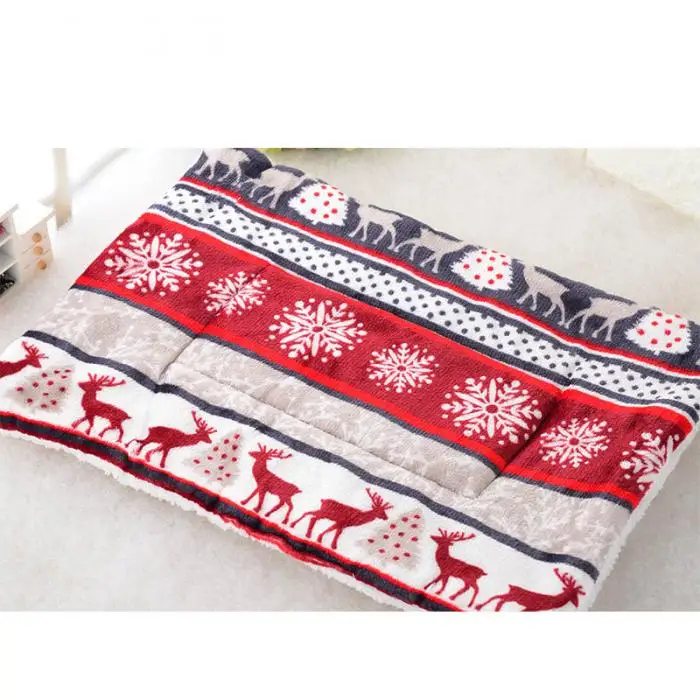 Winter Pet Cushion Dog Warm Soft Cushion Print Flannel Cotton Mattress Christmas Cats Dogs Mat Puppy Blanket Bed Pads S/M/L/XL