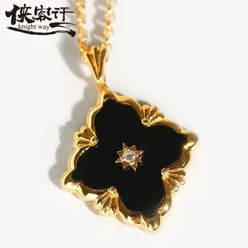 

Italian style black four leaf clover clover and lady