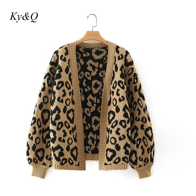 Leopard puff sleeve cardigan Clearance