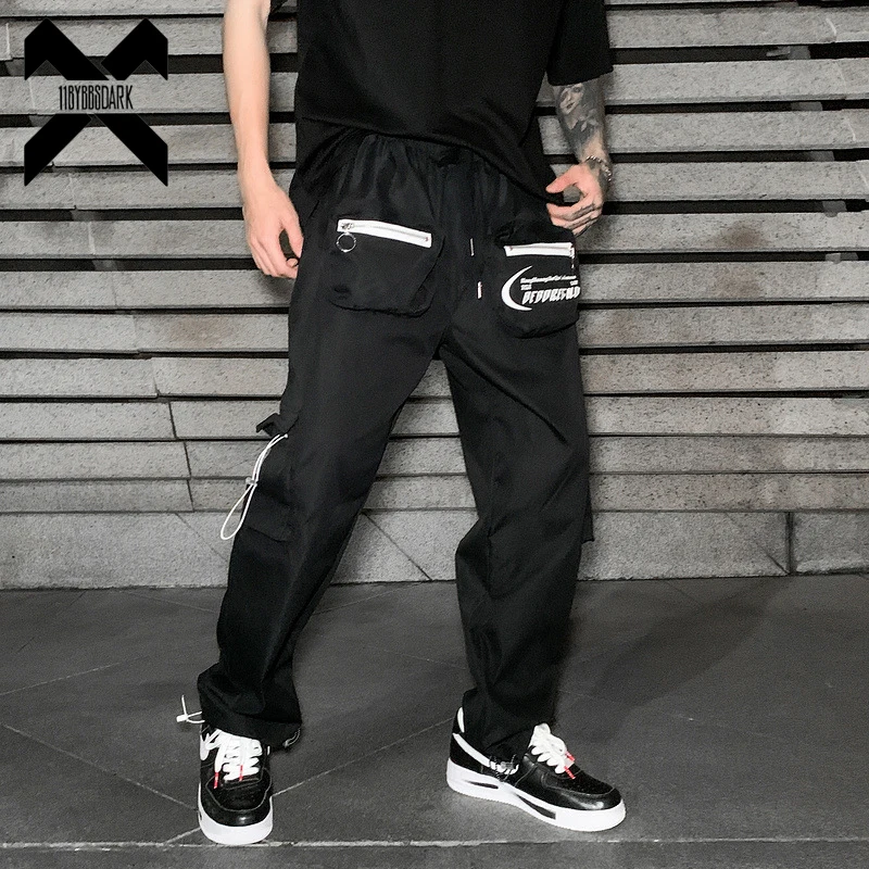 

11 BYBB'S DARK Men's Black Cargo Pants Hip Hop Streetwear Joggers Men Elastic Waist Pocket Male Harajuku HipHop Sweatpants XN57