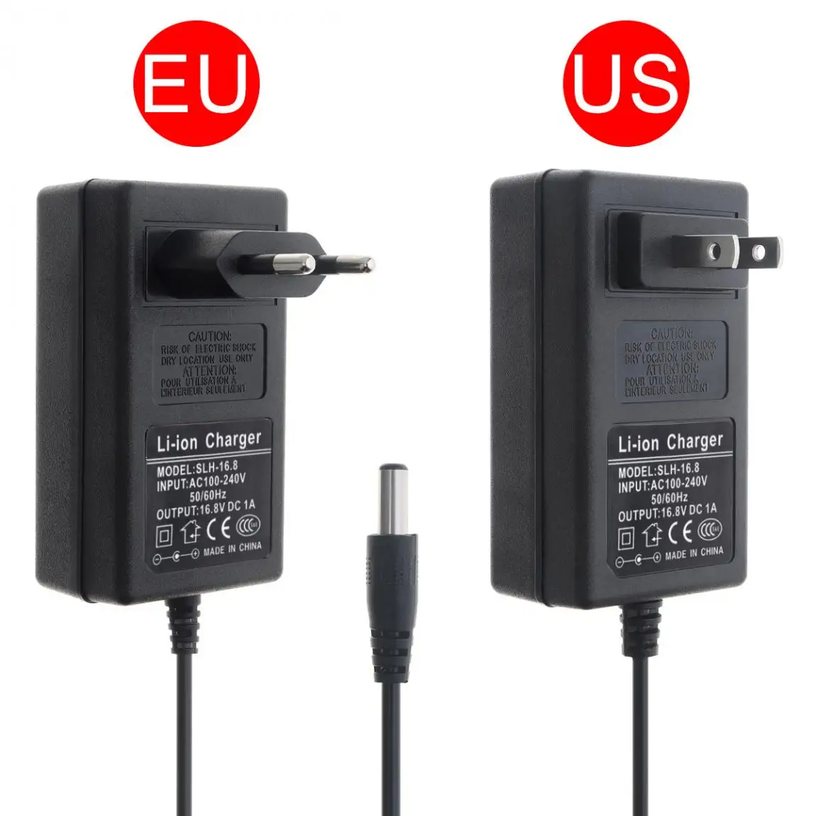 90cm Chargers 16.8V Power Adapter Charger with EU Plug and US Plug for Lithium Electric Drill / Electric Screwdriver