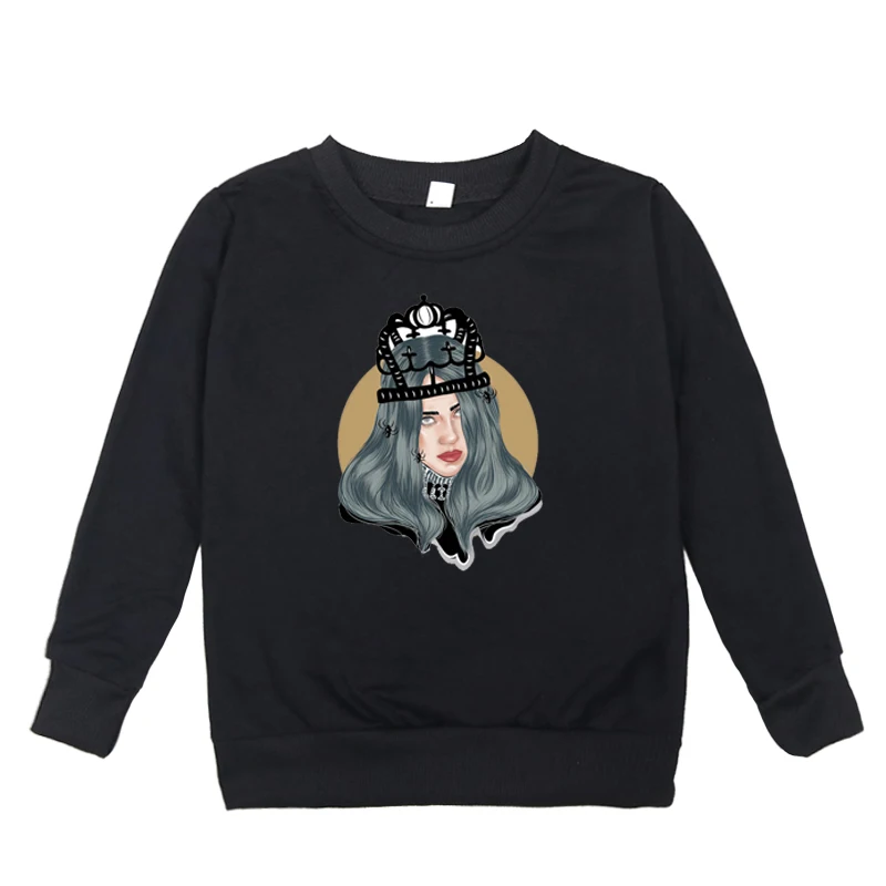 Г. Осенние детские толстовки с капюшоном и свитшоты с принтом Billie Eilish для мальчиков хлопковая Детская хлопчатобумажная повседневная толстовка для мальчиков, одежда для девочек