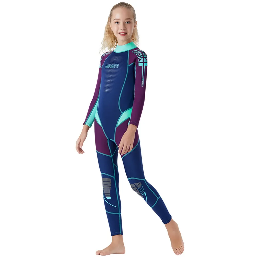 Стильный женский костюм для подводного плавания, детский цельный костюм для дайвинга из неопрена, гидрокостюм для подводного плавания, костюм для серфинга