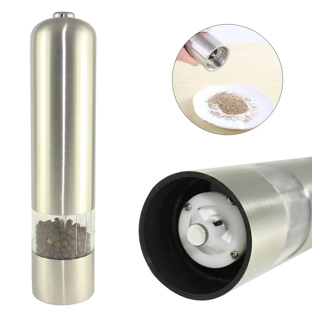 Stainless Steel Electric Salt Pepper Mill Spice Grinder Muller Kitchen Tool Gadget for Milling Corn Mustard | Дом и сад