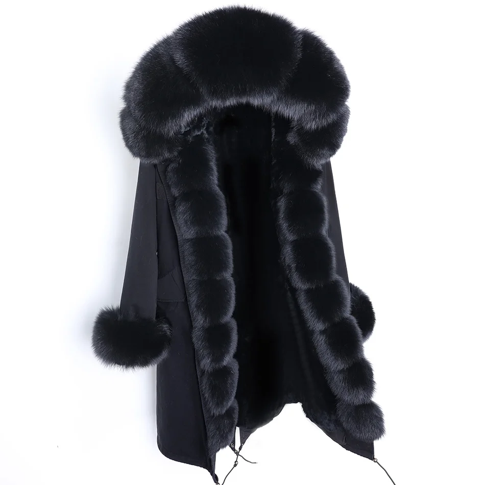 MaoMaokong 2021 зимнее новое пальто из натурального Лисьего меха с воротником X-Long style