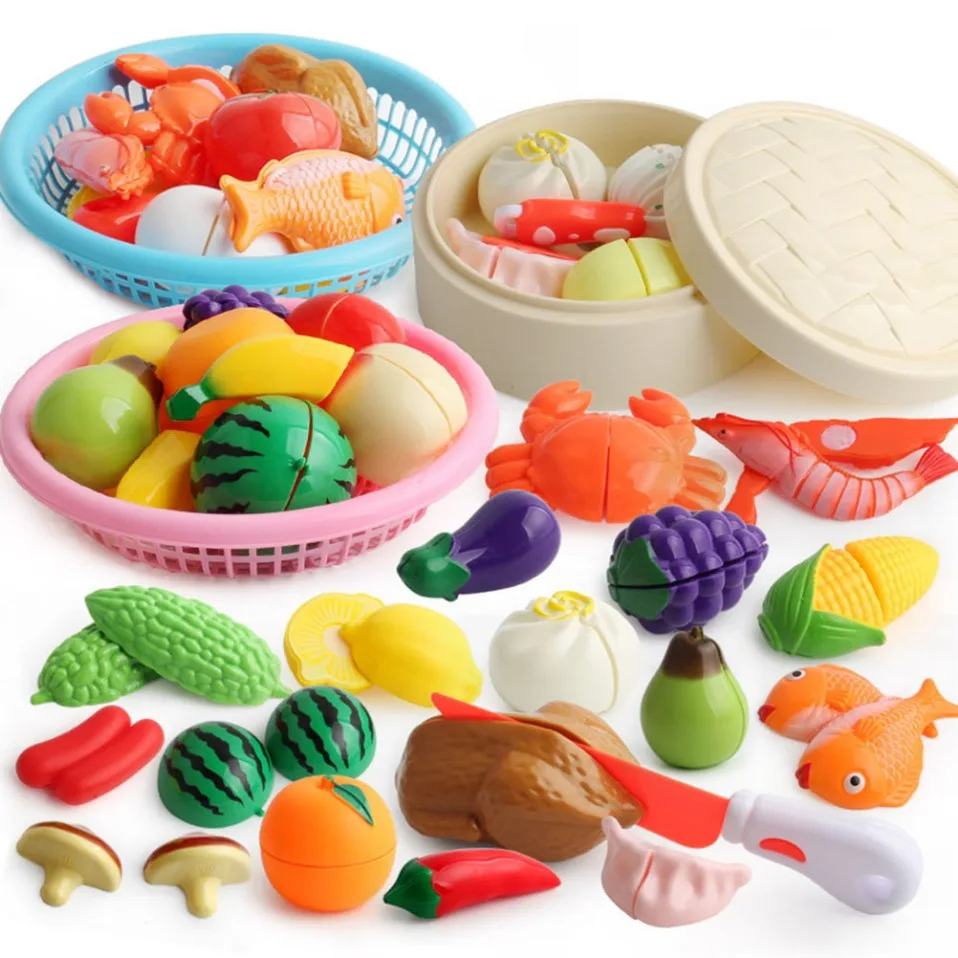 Детский игрушечный набор, имитирующий продукты, фрукты, нарезка овощей игрушечный театр, кухонная игрушка, невидимая соединяющая, имитирующая еда, подарок для девочки