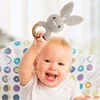 DIY Crochet Cartoon Lion Bunny Rattle Baby Wooden Ring Teether With Bell Newborn Teething Nursing Toy Montessori Children Toys 4