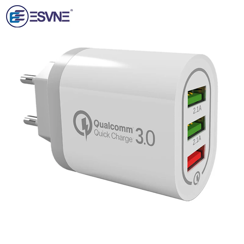 

ESVNE Usb Charger Quick Charge 3.0 For Xiaomi Huawei 3 Port Usb Wall Charger For iphone Samsung Fast Charger For Smartphone